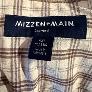 Mizzen+Main Leeward Plaid Button-Up Shirt - Cream & Brown Plaid